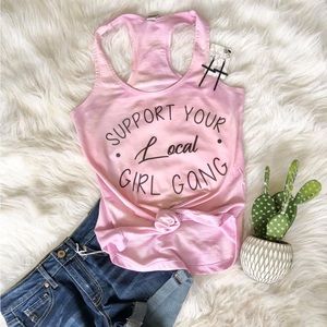Purple/pink support your local girl gang bleached tank size small